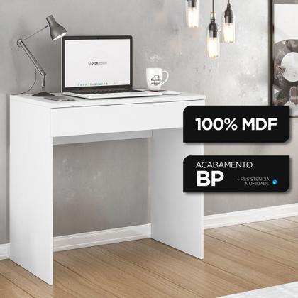 Imagem de Mesa Escrivaninha Estudo Loft Minimalista BP 100% MDF 80cm com 01 Gaveta Branco - Desk Design