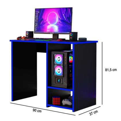 Imagem de Mesa Escrivaninha Gamer Organizador Home Office Azul