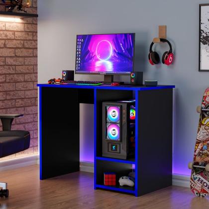 Imagem de Mesa Escrivaninha Gamer Organizador Home Office Azul