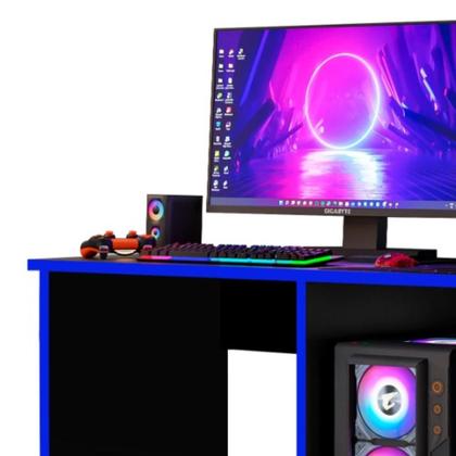 Imagem de Mesa Escrivaninha Gamer Organizador Home Office Azul