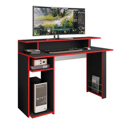 Imagem de Mesa Escrivaninha Gamer Organizadora Nicho Suporte Para Computador PC Estudos Inspire Preto Vermelho