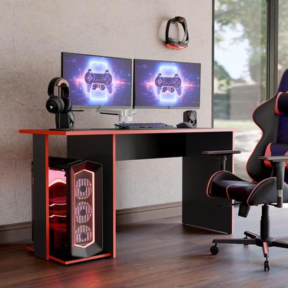 Imagem de Mesa Escrivaninha Gamer Valorant Estilo Moderno Com Espaço Para Gabinete E Monitores