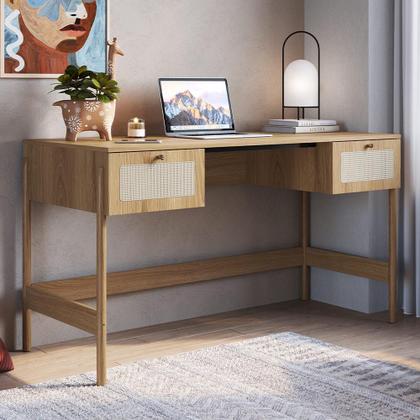 Imagem de Mesa Escrivaninha Home Office 2 Gavetas Pés Madeira Moss A03 Hanover Roble - Lyam Decor