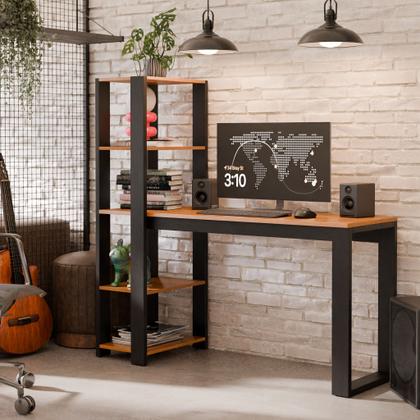 Imagem de Mesa Escrivaninha Home Office Paris Com Prateleira De Madeira Para Escritório E Pc