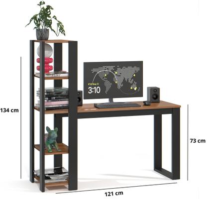 Imagem de Mesa Escrivaninha Home Office Paris Com Prateleira De Madeira Para Escritório E Pc