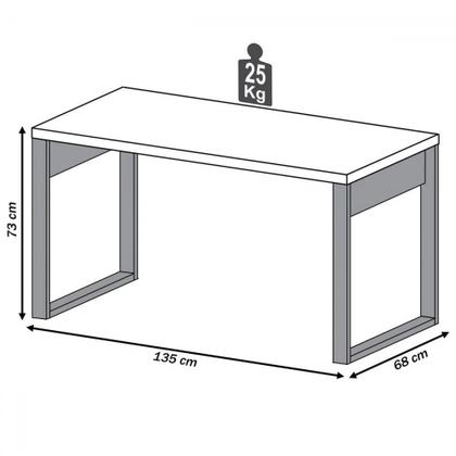 Imagem de Mesa Escrivaninha Industrial 100% Mdf Off White/Freijó F20 - Pradel