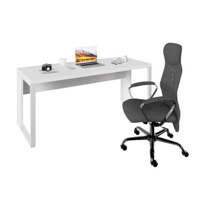 Imagem de Mesa Escrivaninha Industrial 1,90m Pé Metal Branca F5 Office