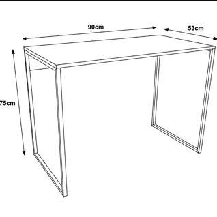 Imagem de Mesa Escrivaninha Industrial Tampo de Madeira 90x53cm Ferro Dourado