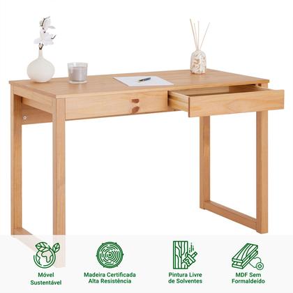 Imagem de Mesa Escrivaninha Madeira 2 Gavetas Noah