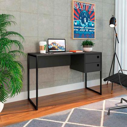 Imagem de Mesa Escrivaninha Multiuso Com 2 Gavetas Pés em Metal 1,20m
