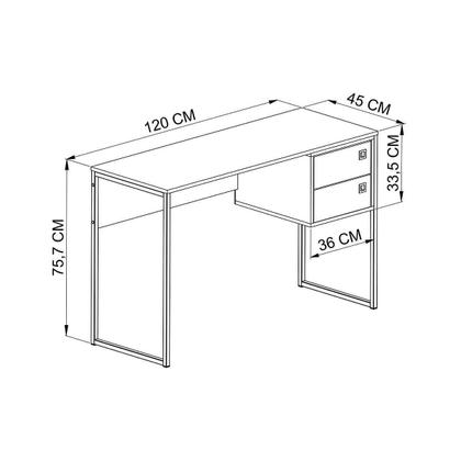 Imagem de Mesa Escrivaninha Multiuso Com 2 Gavetas Pés em Metal 1,20m