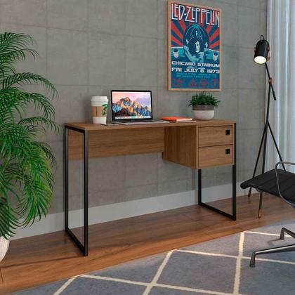 Imagem de Mesa Escrivaninha Multiuso Com 2 Gavetas Pés em Metal 1,20m