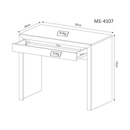 Imagem de Mesa Escrivaninha Para Computador Home Office 90 cm Com 1 Gaveta Escritório Preto
