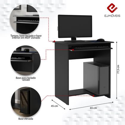 Imagem de Mesa Escrivaninha Para Computador Notbook Pequena Pratica Preta