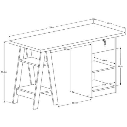 Imagem de Mesa Escrivaninha Para Escritório 1 Gaveta Com Chave Boreal Branco
