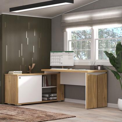 Imagem de Mesa Escrivaninha para Escritório em L com Porta Stuart
