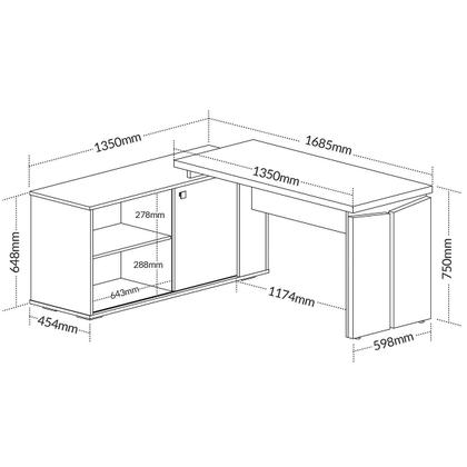 Imagem de Mesa Escrivaninha para Escritório em L com Porta Stuart