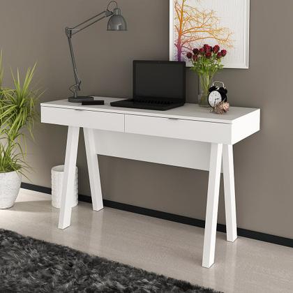 Imagem de Mesa Escrivaninha para Escritório Home Office ME4128 MDP Branco G69 - Gran Belo