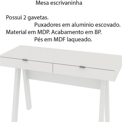 Imagem de Mesa Escrivaninha para Escritório Home Office ME4128 MDP Branco G69 - Gran Belo
