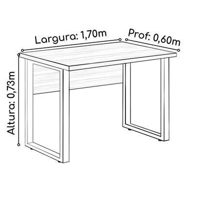 Imagem de Mesa Escrivaninha para Escritório PÉ QUADRO 1,70x0,70m com Gavetas MARSALA