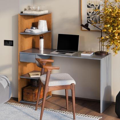 Imagem de Mesa Escrivaninha Para Home Office E Escritório Infinity Com Prateleiras E Gaveta