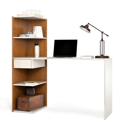 Imagem de Mesa Escrivaninha Para Home Office E Escritório Infinity Com Prateleiras E Gaveta