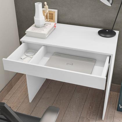 Imagem de Mesa Escrivaninha Para Notebook Home Office Allexa 80cm com 01 Gaveta Branco - Desk Design