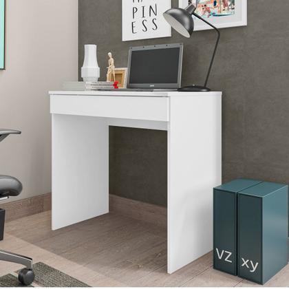 Imagem de Mesa Escrivaninha Para Notebook Home Office Allexa 80cm com 01 Gaveta Branco - Desk Design