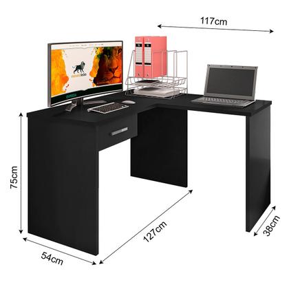 Imagem de Mesa Escrivaninha Parati L01 com Extensor e 1 Gaveta - Amarena Móveis