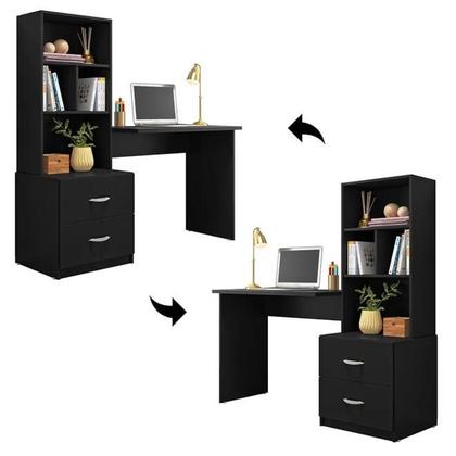 Imagem de Mesa Escrivaninha Prática Com 2 Gavetas Estante Para Livros - Móveis Leartam