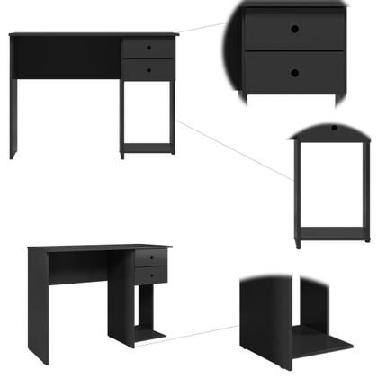 Imagem de Mesa Escrivaninha Workspace com 2 Gavetas -Preto - ÉdeCasaMóveis