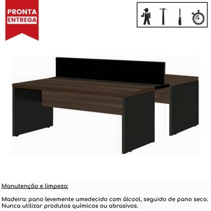 Imagem de Mesa Estação de Trabalho Dupla 1,20x1,35m 02 Lugares com Gavetas com ponto de tomada WORKSTART MARSALA PRETO