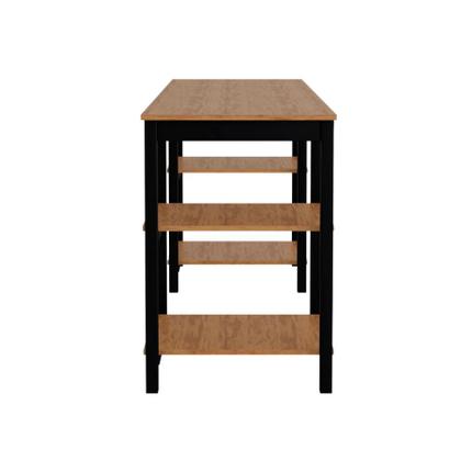 Imagem de Mesa Estudos Multiuso com Nichos Porta Objetos MDF Estilo Industrial Aço Resistente Espaçosa