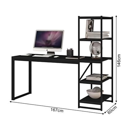 Imagem de Mesa Estudos Multiuso com Prateleiras Porta Objetos MDF Estilo Industrial Aço Resistente Espaçosa