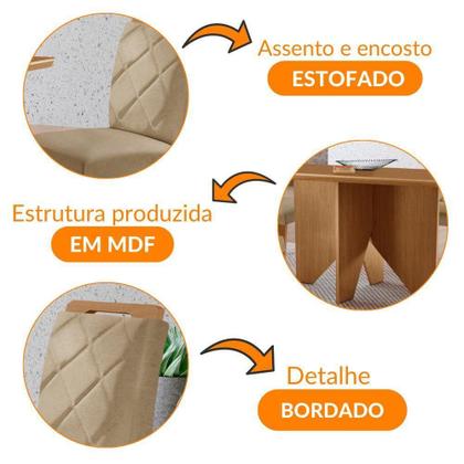 Imagem de Mesa Evora 120 Mdf Canto Copo E Com 4 Cadeiras Melissa Turim 07-naturalle-naturalle