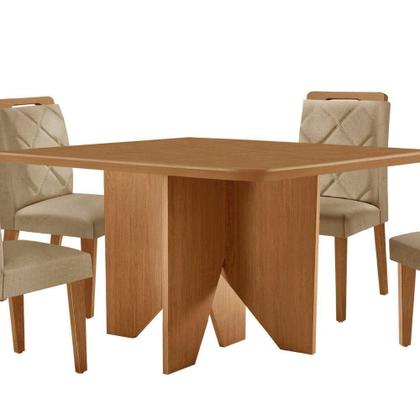 Imagem de Mesa Evora 90 Mdf Canto Copo E Com 4 Cadeiras Melissa Turim 07 Naturalle