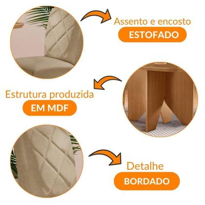 Imagem de Mesa Evora 90 Mdf Canto Copo E Com 4 Cadeiras Melissa Turim 07 Naturalle