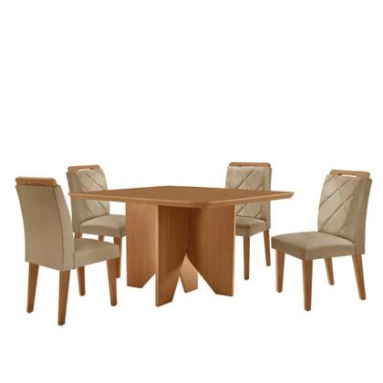 Imagem de Mesa Evora 90 Mdf Canto Copo E Com 4 Cadeiras Melissa Turim 07 Naturalle