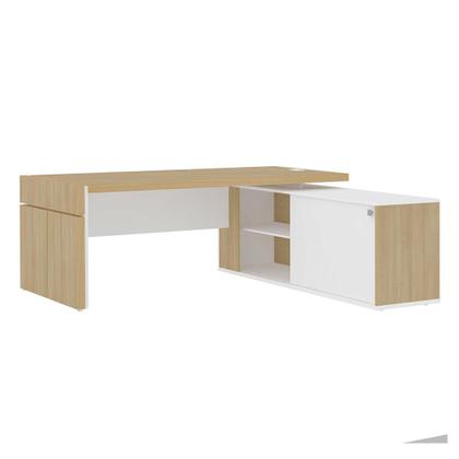 Imagem de Mesa Executiva em L Giovinazzo Carvalho Branco