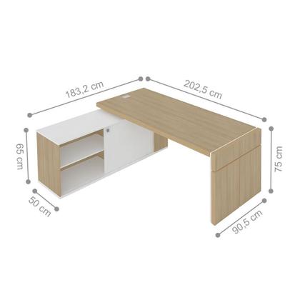 Imagem de Mesa Executiva em L Giovinazzo Carvalho Branco