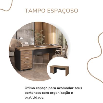 Imagem de Mesa Executiva Premium para Escritório 4 Gavetas Elegante e Funcional