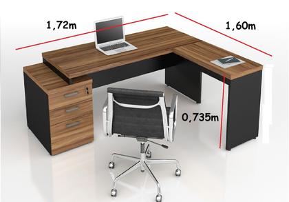 Imagem de Mesa Executiva Web40 c/ Vidro 1,72x1,60 c/ Gav. Nogal/Preto