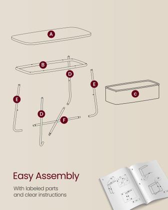 Imagem de Mesa final VASAGLE de cabeceira pequena com cesto de tecido ULET230W10