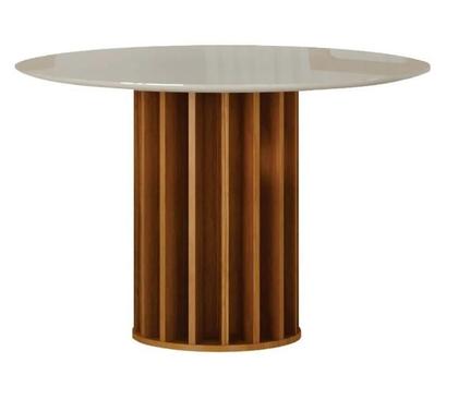 Imagem de Mesa Flora Redonda Tampo Off Com Vidro 1,08m Leifer