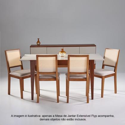 Imagem de Mesa Flyp para Cozinha 4 Lugares Mdf - Imbuia/offwhite sem Vidro 120x80