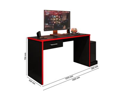 Imagem de Mesa Gamer 127cm Com Gaveta Porta CPU Escrivaninha DRX Preto