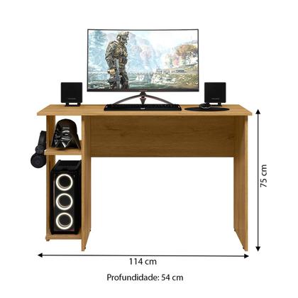Imagem de Mesa Gamer 2 Prateleiras Freijó 3875 - Qmovi
