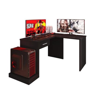 Imagem de Mesa Gamer de Canto com Gaveta Wayra Preto