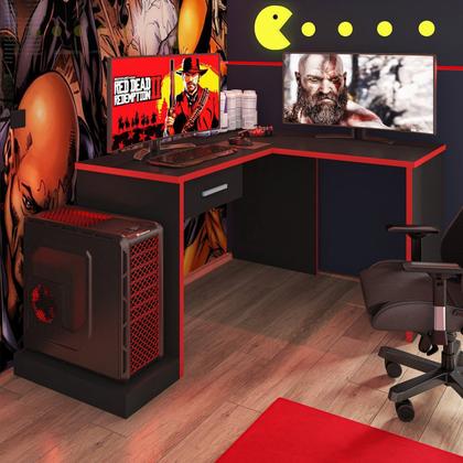 Imagem de Mesa Gamer Escrivaninha em L DRX9000 1 Gaveta