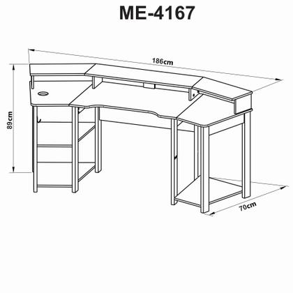 Imagem de Mesa Gamer Escrivaninha Para Computador Home Office 3 Prateleiras Espaço CPU Quarto Preto e Vermelho
